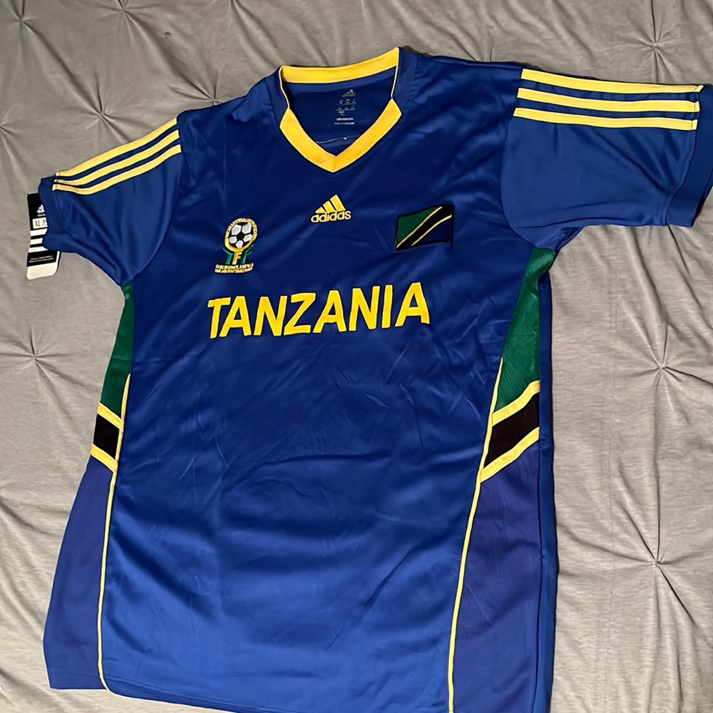 Adidas Tanzania soccer jersey with embroidered patches size XL. New with tags